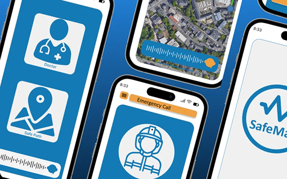 SafeMap+ navigation app screens