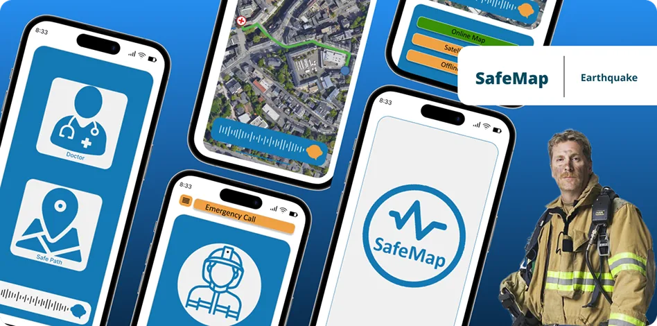 SafeMap+ navigation app screens