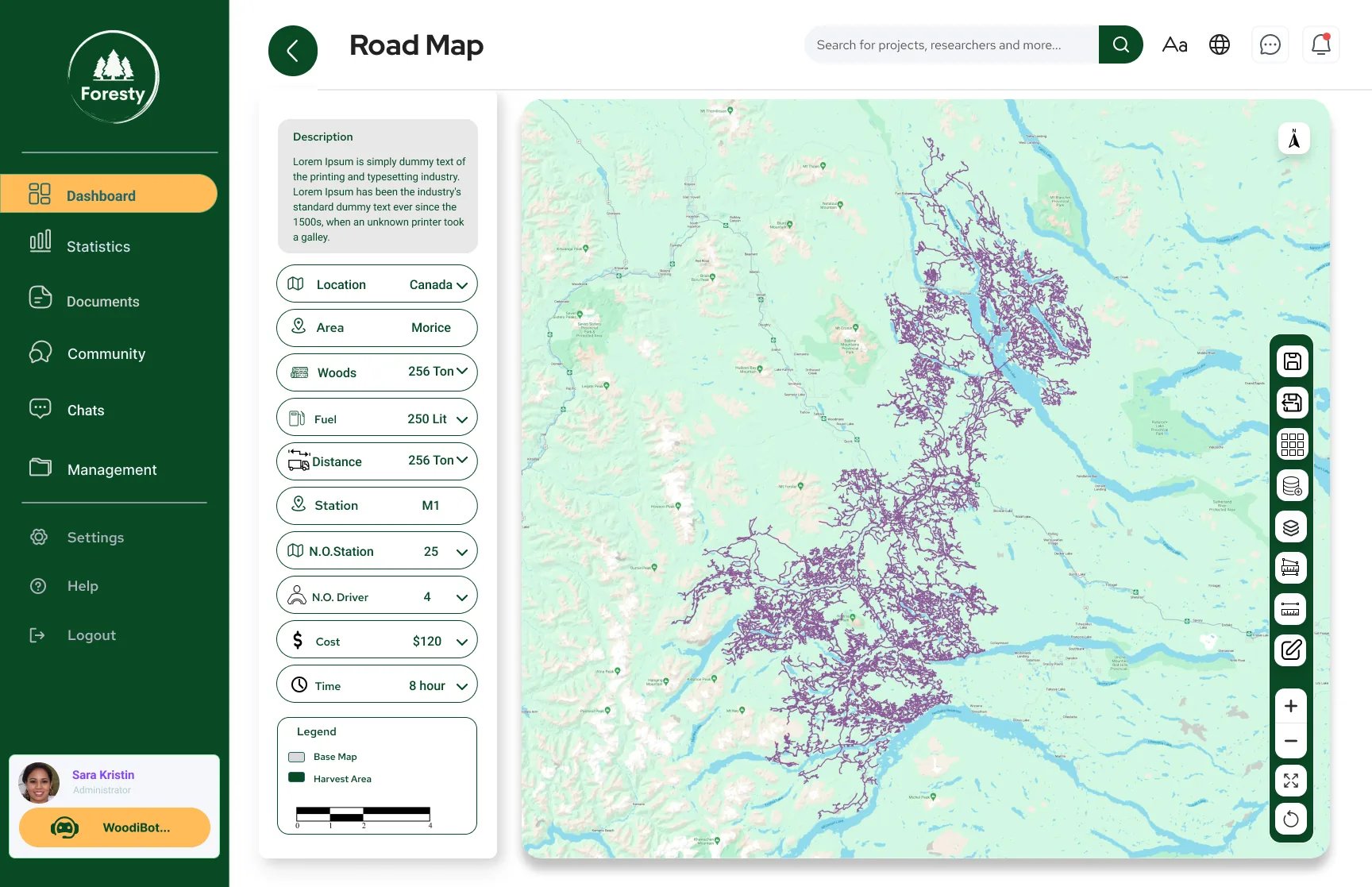 Road Map with the forest road network